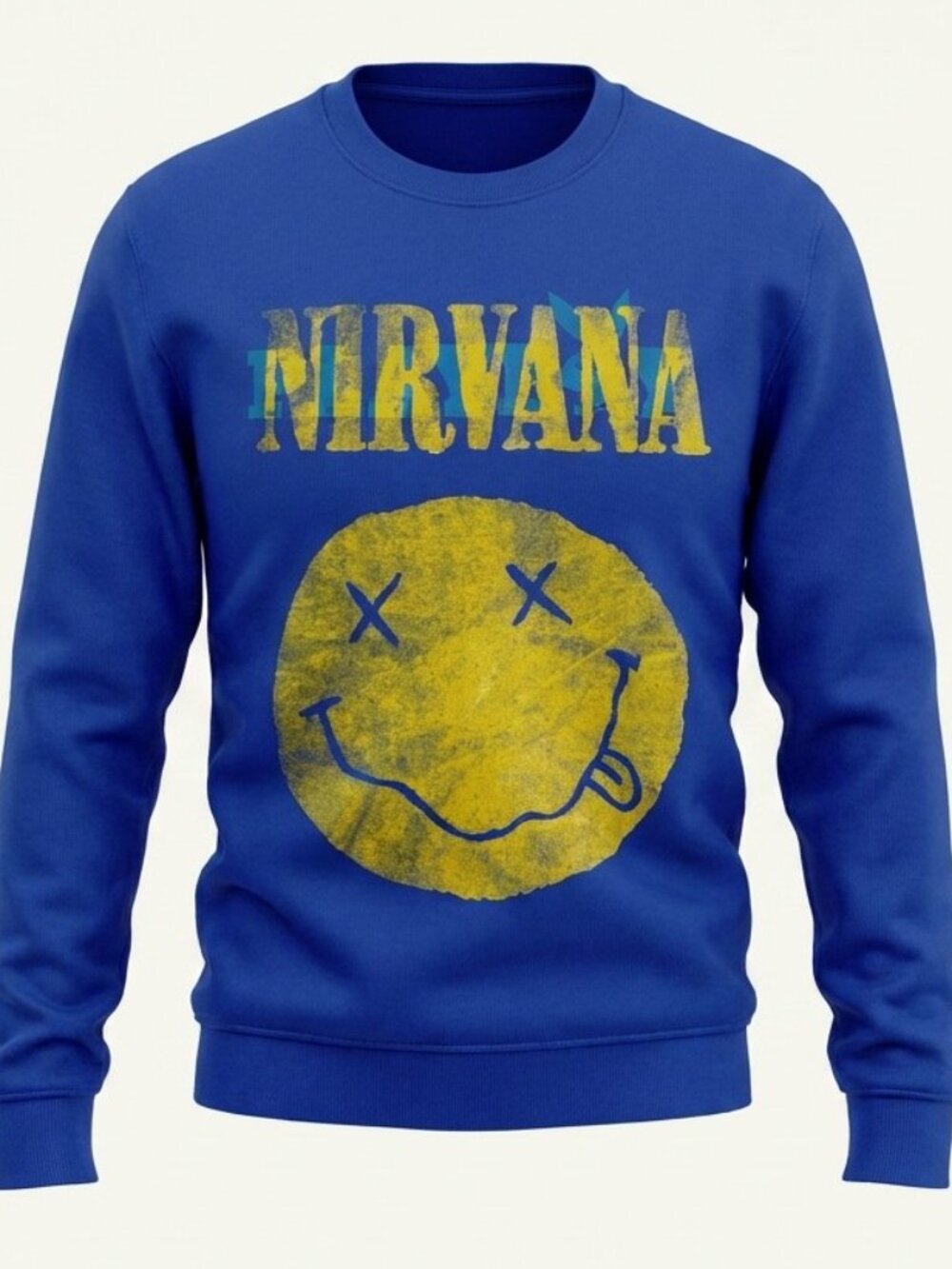 Playboy Nirvana Smiley Face Crewneck Sweatshirt Blue Size S/M